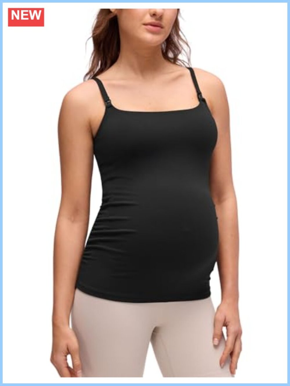Maternity Nursing Tank Top Built in Bra Adjustable Straps Slim Fit